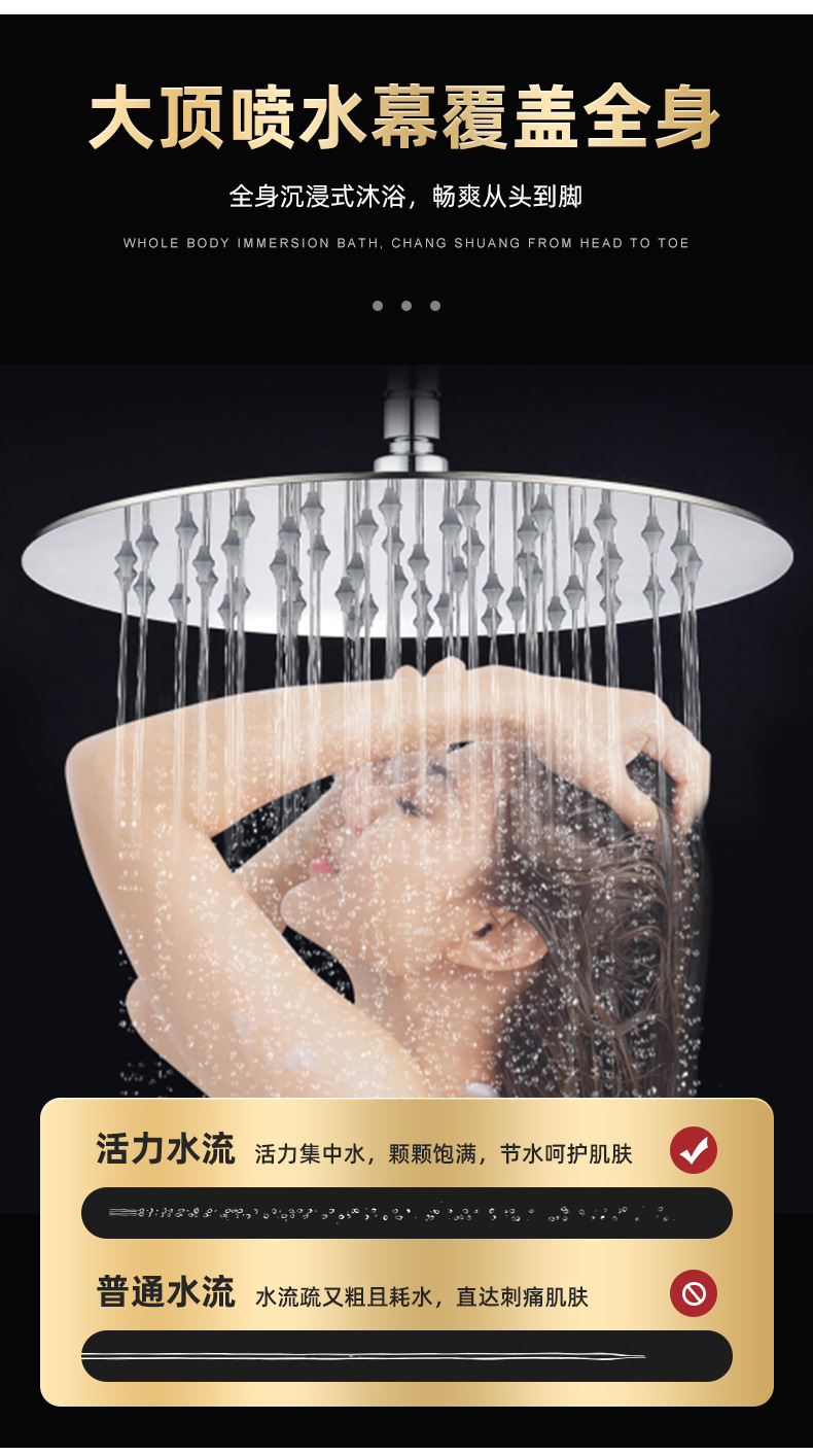 Cross-border bathroom stainless steel showerhead, shower head, rain shower roof, large water spray, bathing, pressurized showerhead undefined