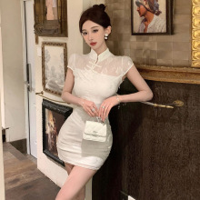 3774跨境外贸女装批发东南亚气质复古旗袍性感修身显瘦包臀连衣裙