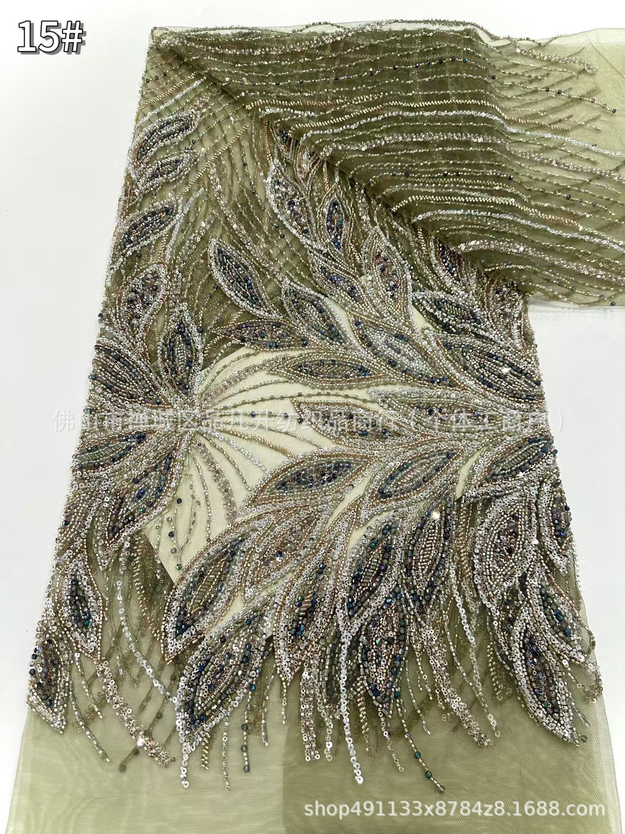 Tejido de flores tridimensionales industria pesada Tejido de bordado de perlas Tejido de bordado de sequilla Tejido de vestido de moda de alta calidad transfronterizo