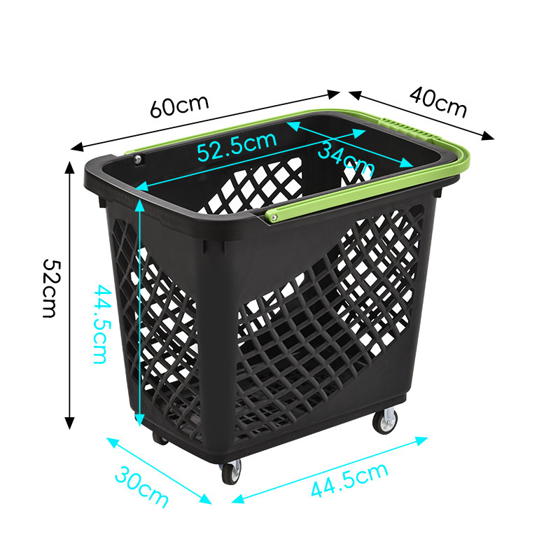 厚みのあるスーパーマーケットバスケットショッピングバスケットポータブルトロリーホイール付きプラスチックホイール付きショッピングカートショッピングバスケットドラッグバスケットショッピングバスケット|undefined