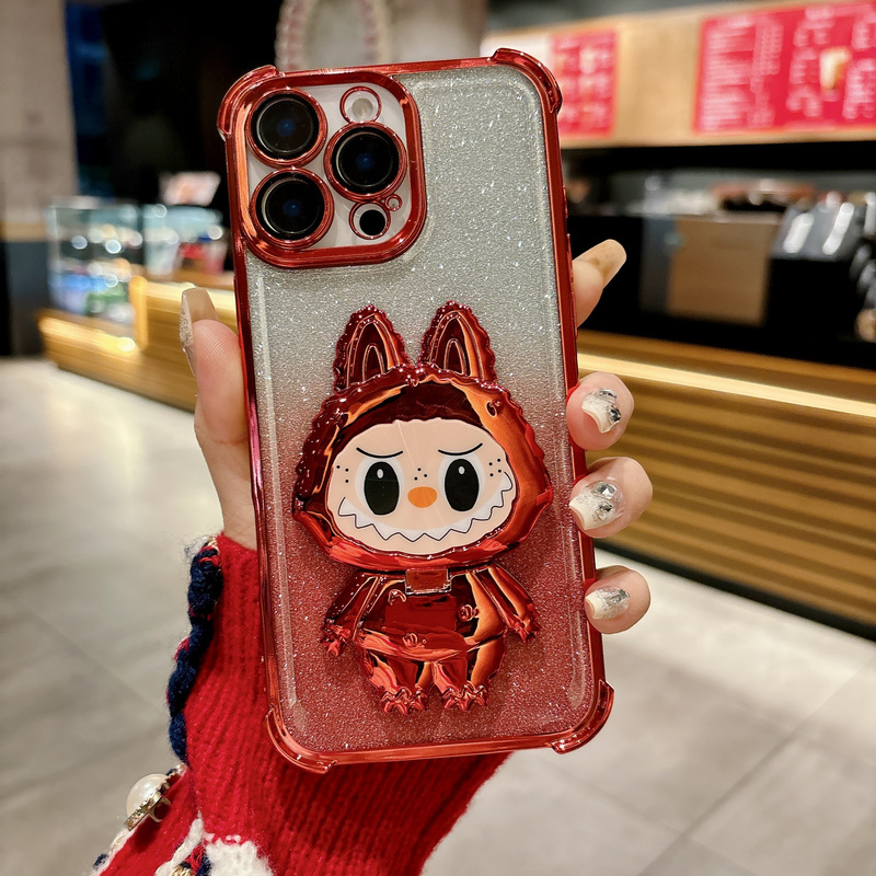 iPhone17PROMAX用スマホケース、16四隅電気メッキエアバッグ落下防止漫画スタンド付き、Apple15グラデーション|undefined