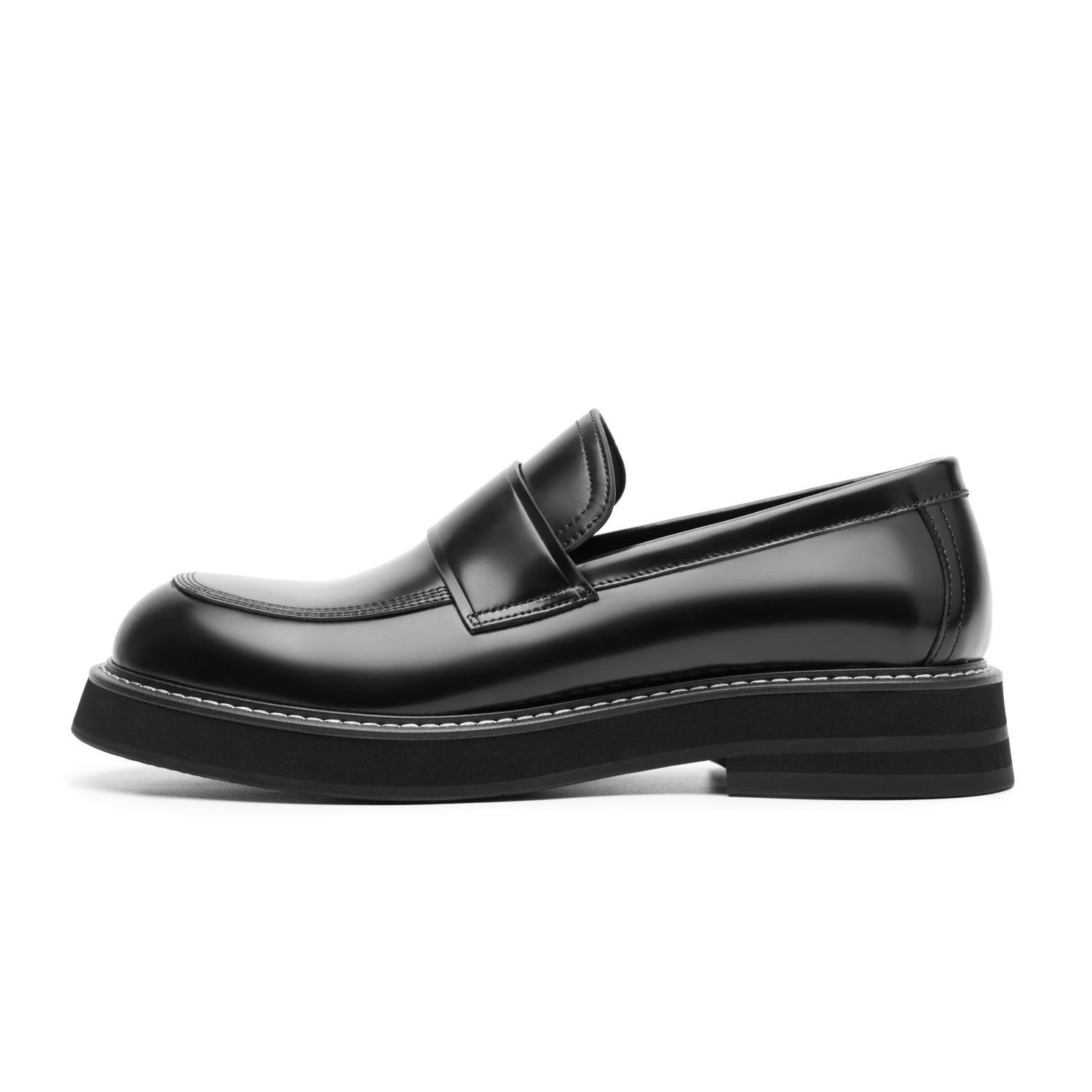 Mocassini casual da uomo ShoeVault in pelle con suola spessa, stile britannico alla moda, slip-on con rialzo, adatti per il lavoro e l'ufficio_voghion.com