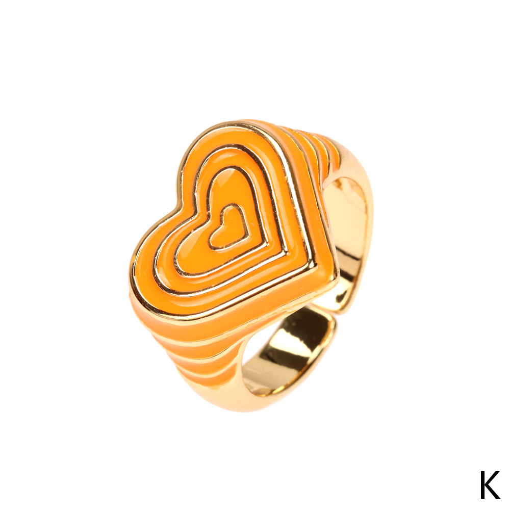 Candy Color Love Enamel Ring Female Fashion Design Drop Oil Forefinger Ring New Fashion Factory In Stock display picture 4