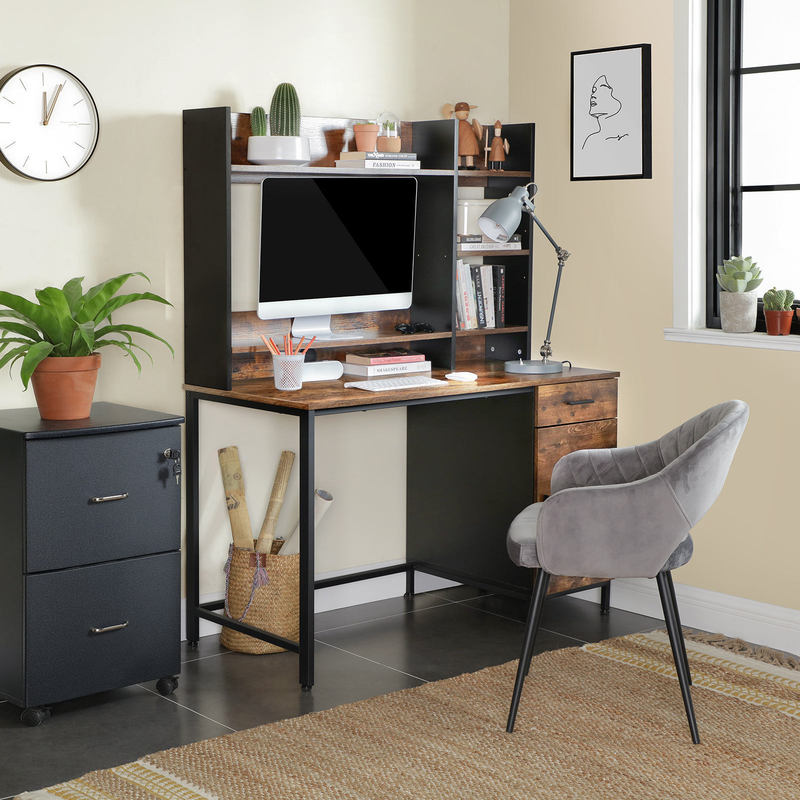 Cross-Border Factory Direct Sales Simple Modern Large Computer Desk Writing Desk with Bookshelf Study Desk Workstation Office Desk