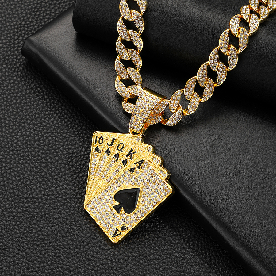 Collana con ciondolo a forma di carta da gioco hip hop uomo_voghion.com