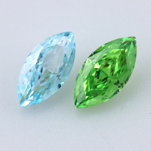 Horse's Eye-Shaped Ice Flower Cut Sea Blue Naked Stone Olive Green Zircon Ring Jewelry Main Stone Synthetic Gem