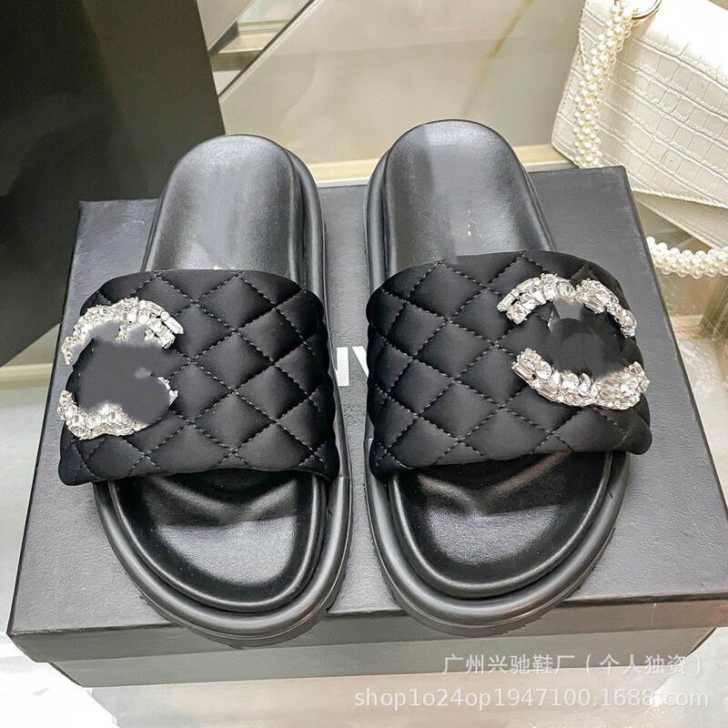 Chanel 2025 Women's Summer Shoes with Velcro, Platform Flat Thick-Soled Outdoor Slippers, Casual Rhinestone Crystal Embellishments Chanel 2025 Women's Summer Shoes with Velcro, Platform Flat Thick-Soled Outdoor Slippers, Casual Rhinestone Crystal Embellishments