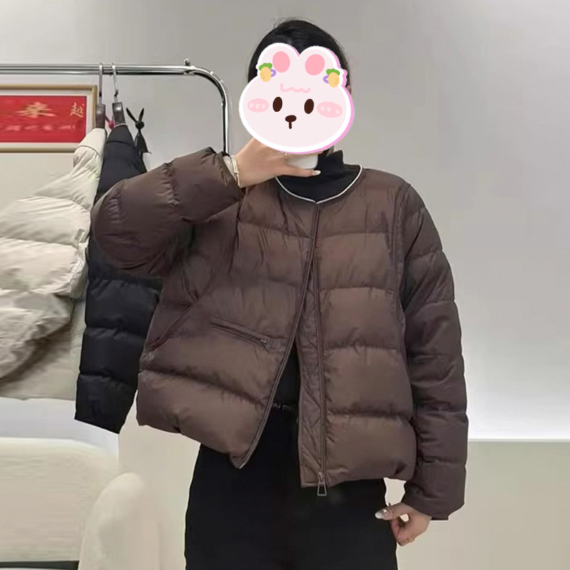 韩版时尚简约圆领棉服女2025冬季新款慵懒风宽松显瘦保暖棉衣潮
