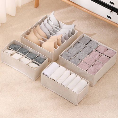 Anqin Tianshan cotton and linen storage box fabric foldable washable socks underwear bra storage box underwear storage box