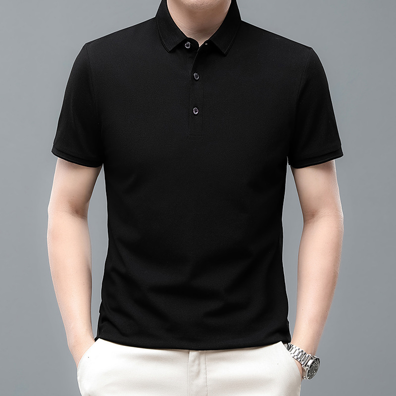 Kenoma 2024 Summer New Clean Edition Silk Cotton Shirt Simple Loose Short Sleeve Men's Polo T-Shirt_voghion.com