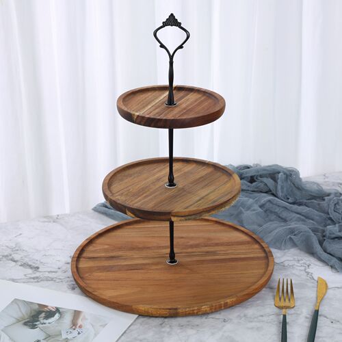 Wedding dessert table decorations multi-layer display stand cake stand three-layer cake tray birthday party pastry wooden tray