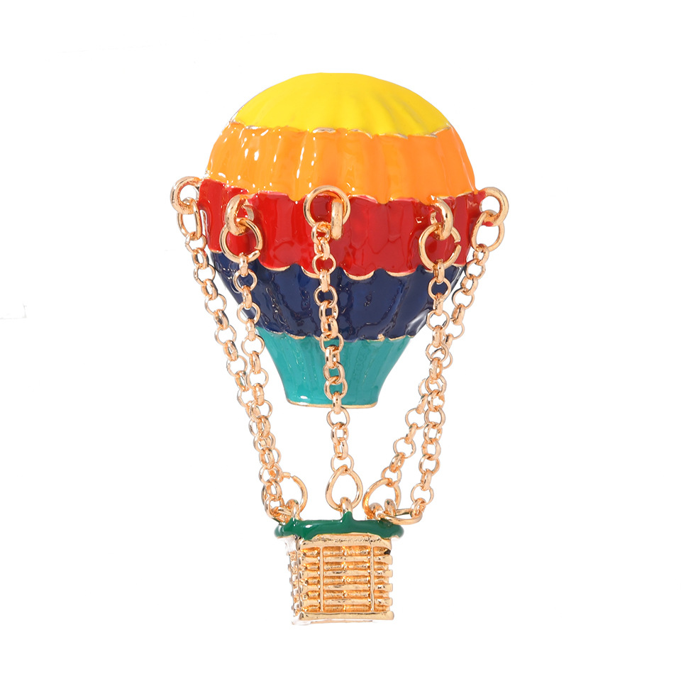 Luxuriöse Glasierte Heißluftballon Brosche Für Damen Pullover_voghion.com