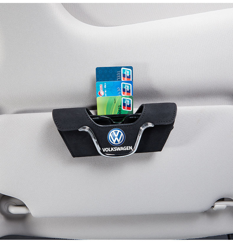 Car multifunctional suede glasses box car sun visor sunglasses card storage glasses clip scratch-resistant wear-resistant