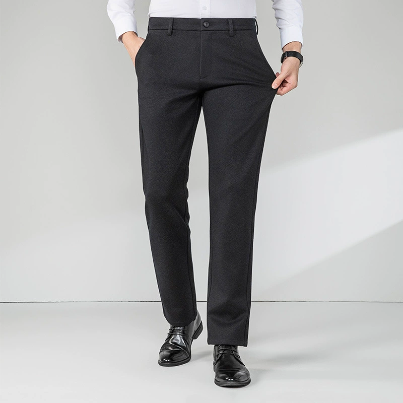 2024 зимние шерстяные мужские повседневные брюки шлифовальный толстый бизнес-папа брюки эластичные волосы длинные брюки