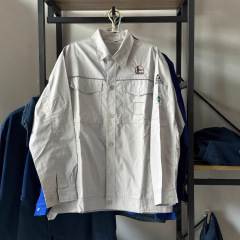 夏の薄手のグリッド静電気防止作業服中石化労働保護工装石化通気性中国石化作業服