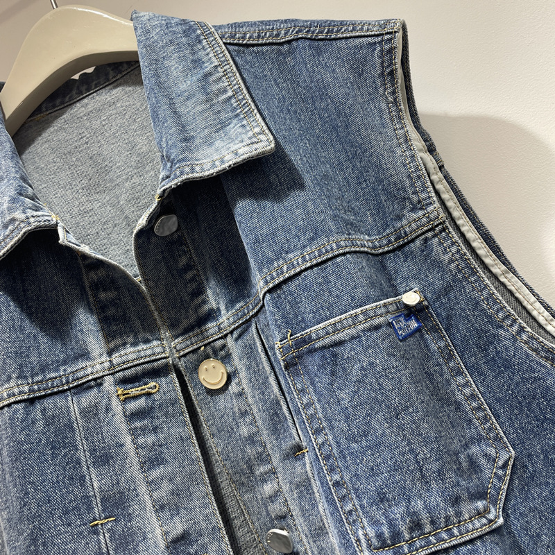 Marca de moda europea y americana 2023 otoño nueva moda suelta Denim chaleco mujeres grande retro chaleco superior image 3