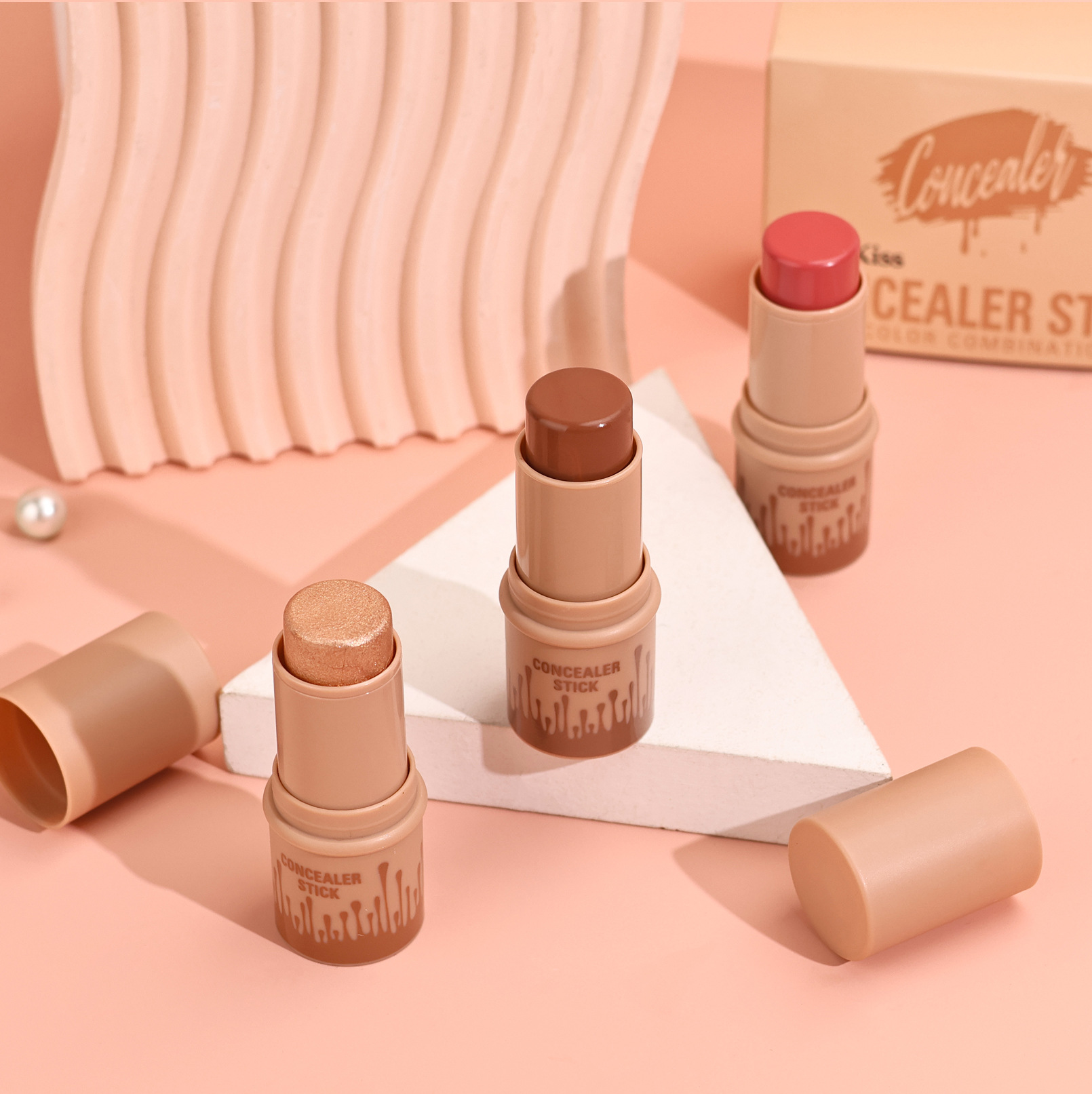 Hellokiss Multifunktionales Konturenstift-Set, 3-teilig: 3D-Konturen, Highlighten und aufhellender Rouge-Stift_voghion.com