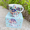 Cartoon cute ceramics, coffee cup with glass for beloved