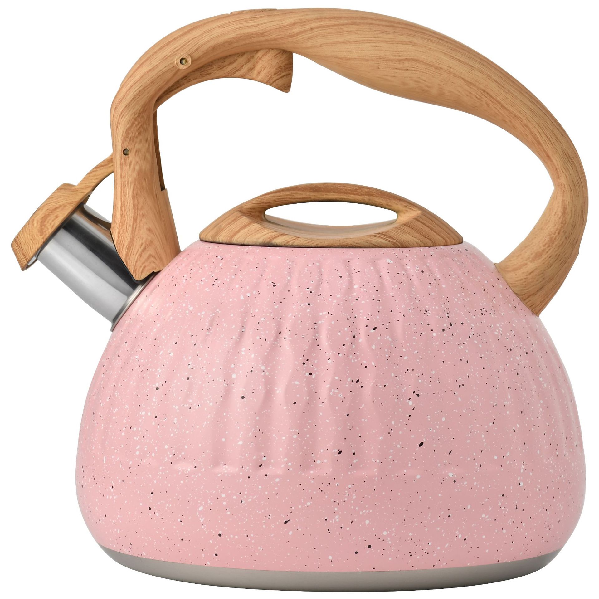 Bota de agua rosa transfronteriza de acero inoxidable con patrón de gota, té, café, olla de sirena europea y americana, olla de silbato de cocina de 3L