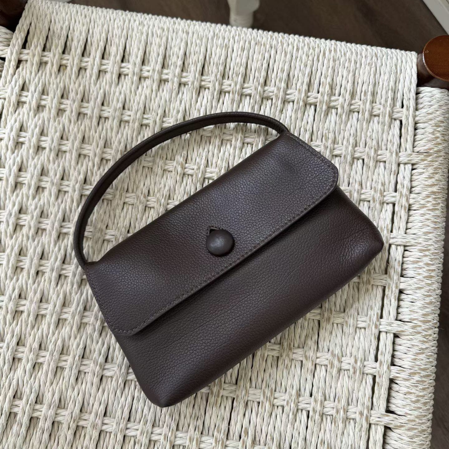 【热销冠军】2026新款row极简风柔软小羊皮手拎包精致手提手提包