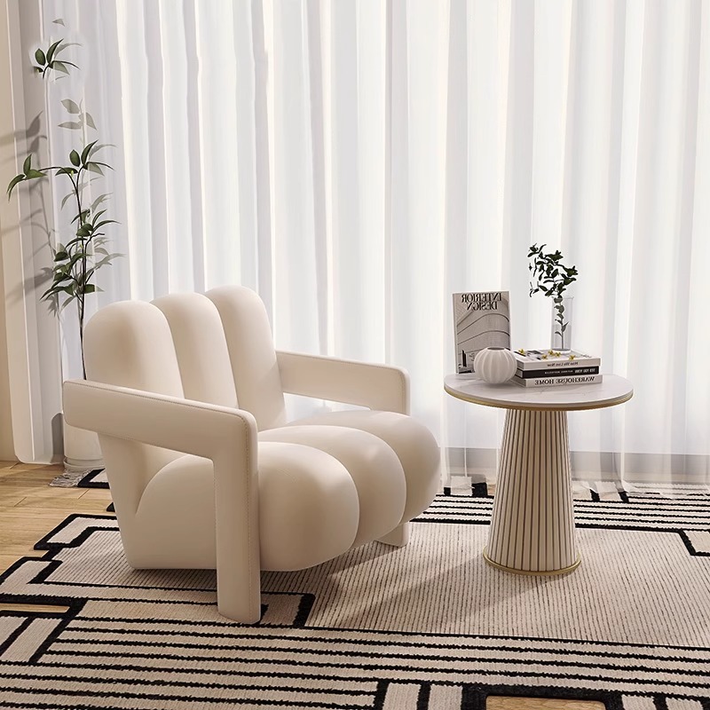 Sala de estar perezosa sofá de balcón simple sala de recepción moderna silla de aire crema diseñador de alta calidad