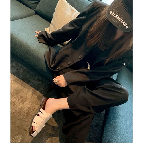 Grape Mom Studiolee ~  Summer Outerwear Beach Flat Baotou Braided Lazy Mule Sandals for Women