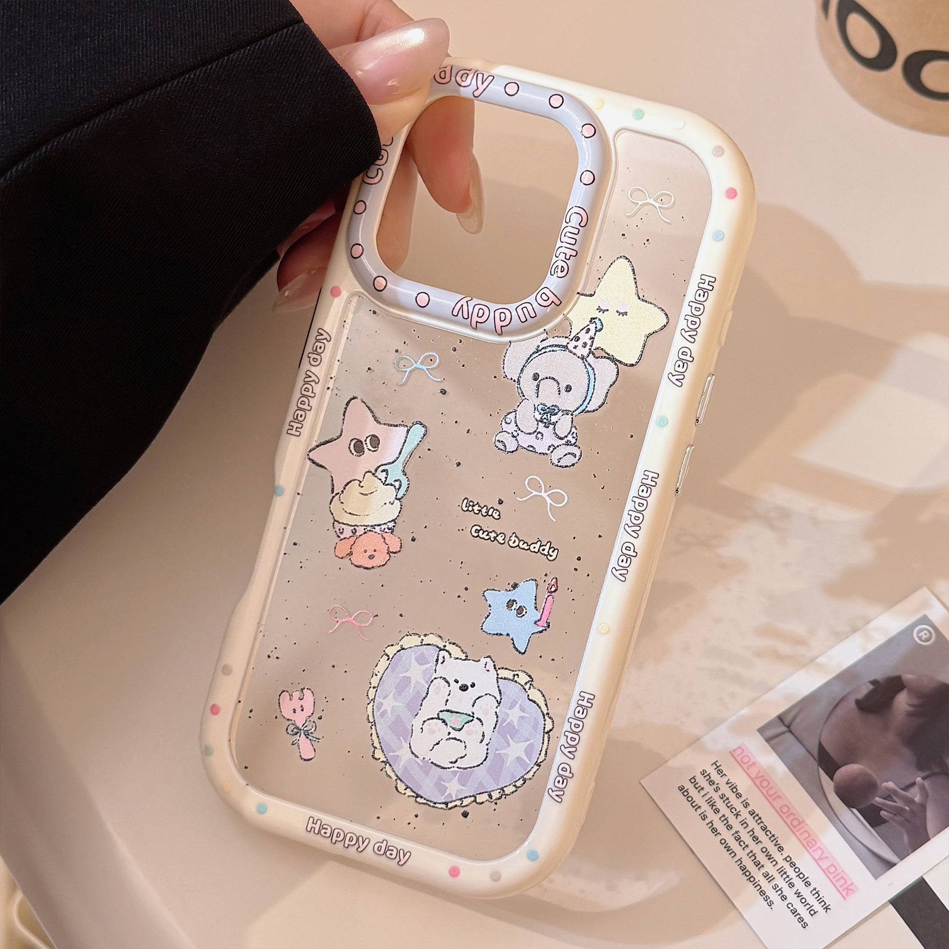 Linda funda de elefante estrellado para teléfono móvil Apple 16promax, iPhone 13, acrílico, 15, rígida, 14, anticaída, 17 image 4