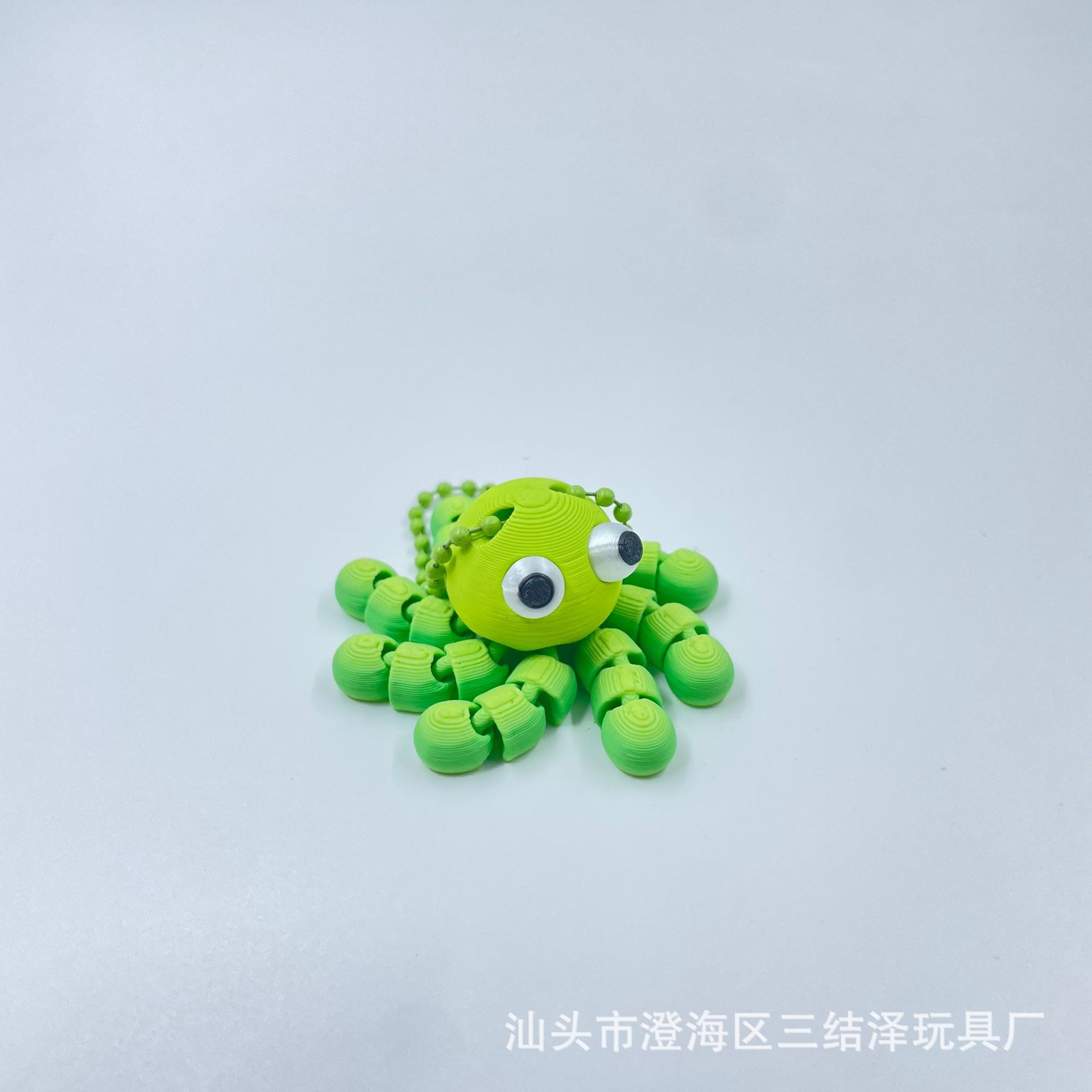 녹색 문어 열쇠고리(3D 프린팅, 24개의 가동식 관절)