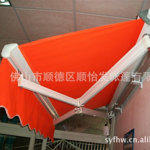 佛山工厂遮阳伞配件伸缩蓬遮阳篷中支架机头双开遮阳棚配件伸缩棚