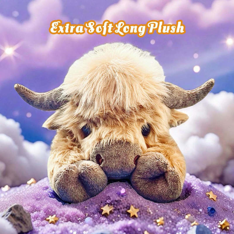 跨境新款Highland Cow Plush高地牛小牛毛绒公仔 牛年吉祥物棕色|undefined