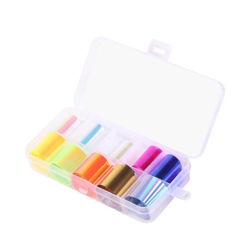 Internet celebridad cubo de hielo manicura decoración de uñas manicura joyería caja celofán manicura láser Aurora colorido celofán