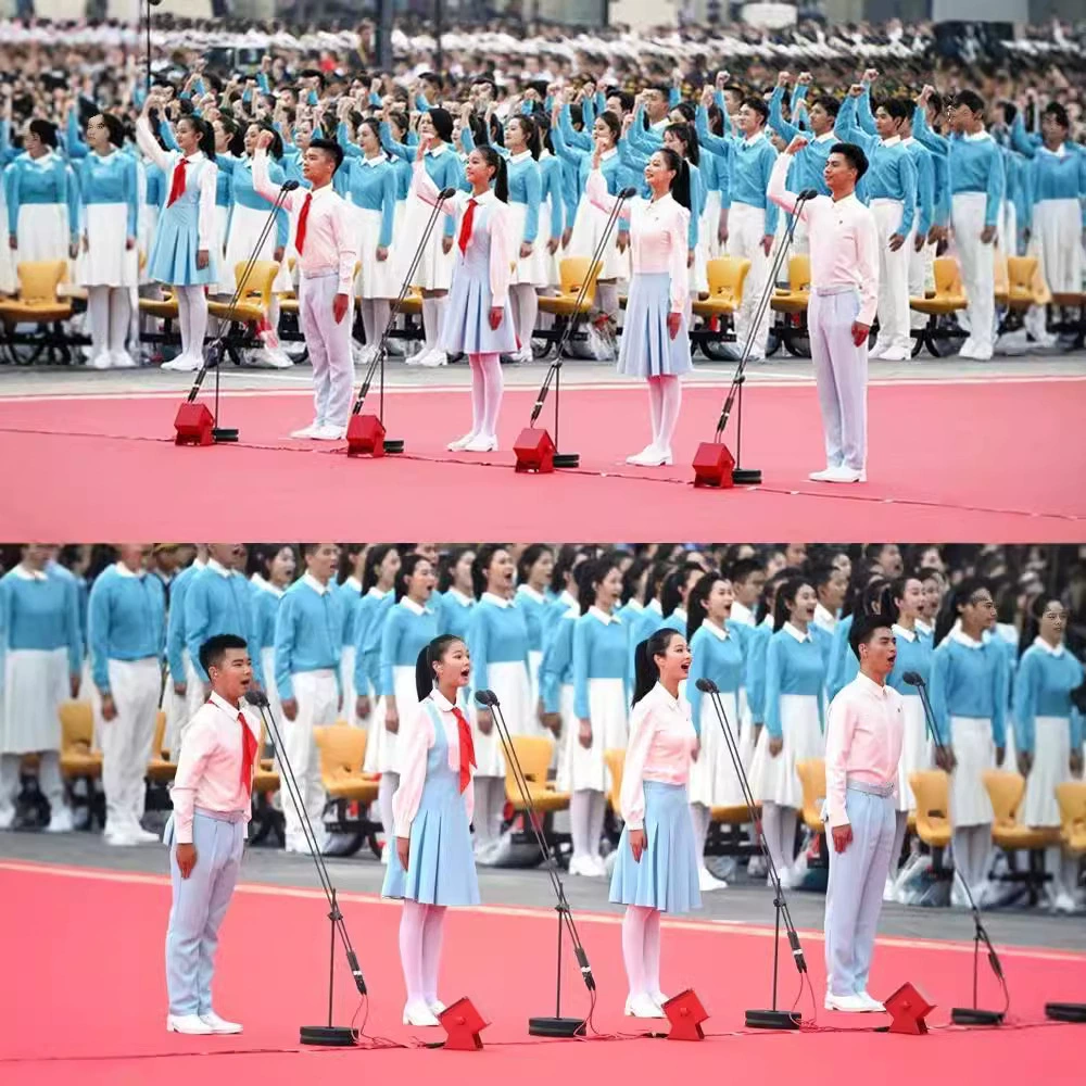 Фэн Лин в том же костюме для чтения детских хоров