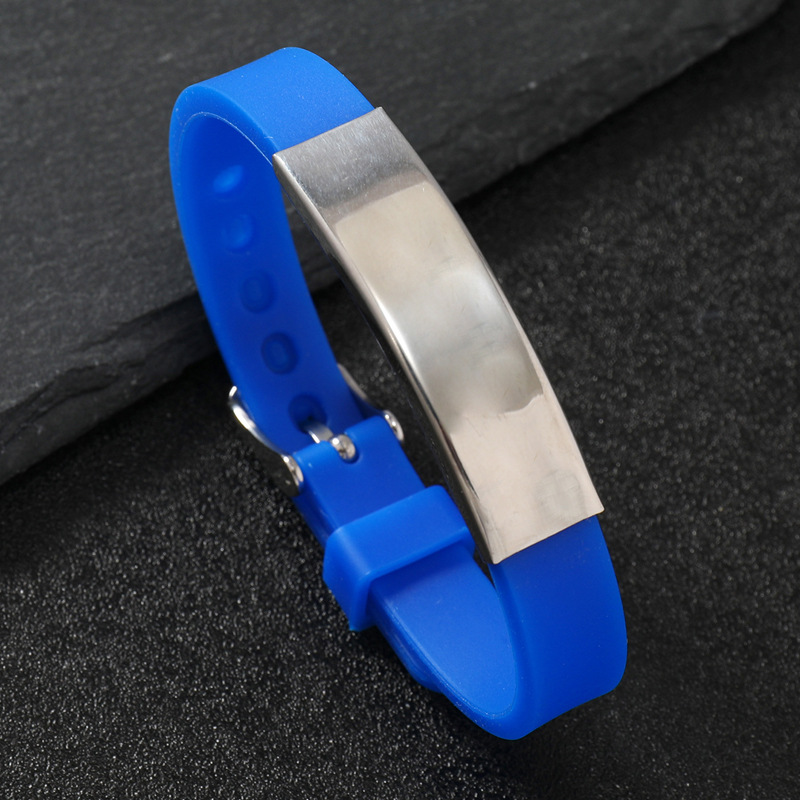 Pulsera de silicona de acero inoxidable transfronterizo pareja multicolor extraíble de acero inoxidable letras LOGO pulsera deportiva de silicona