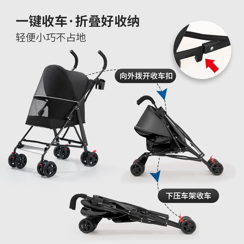 Carrito Plegable para Mascotas de Metal, Portátil, Ligero, para Perros y Gatos