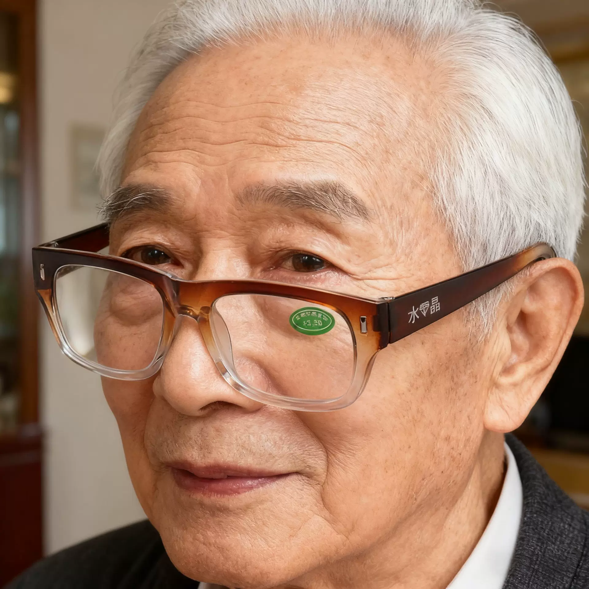 PC材质高清水晶老花镜耐磨竖钉款渐进茶方框复古时尚潮流玻璃镜片