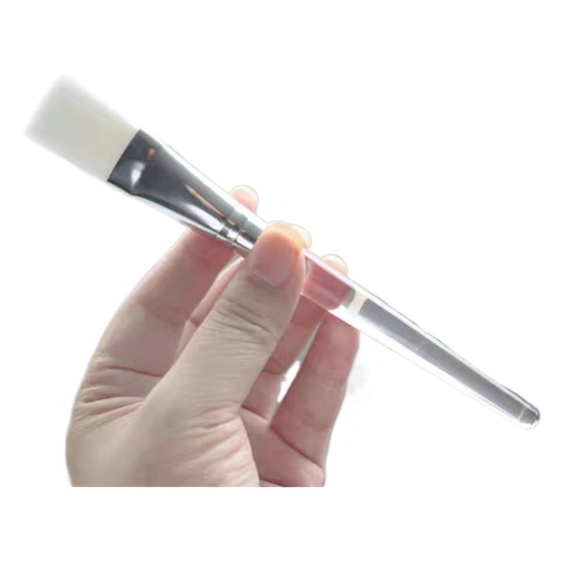 DIY Makeup and Beauty Tools Facial Mask Brush Solid Transparent Long Handle White Handle Soft Bristle Brush for Applying Mud Mask Without Shedding Bristles