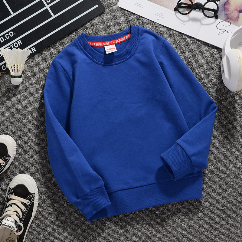 Primavera y otoño nuevo cuello redondo color sólido suéter para niños Barra de manga larga suéter con capucha ropa de clase suéter para niños