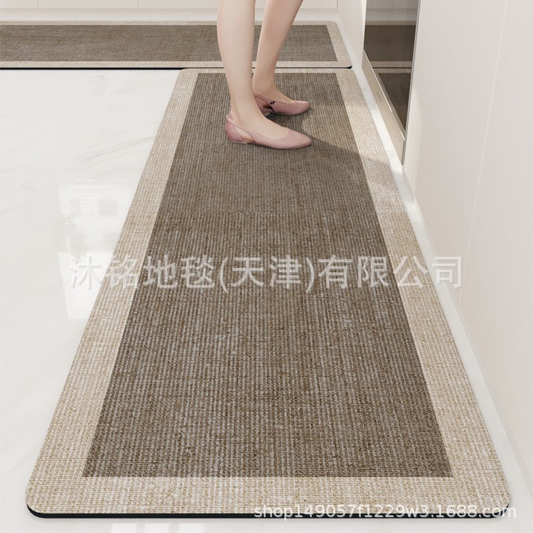 Cross-border Amazon cotton-linen style floor mat, simple entryway mat, easy to clean, durable kitchen two-piece set, bathroom absorbent mat
