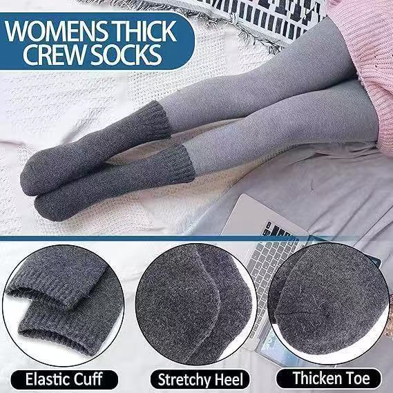 クロスボーダーAmazonの秋冬の女性用新作ソックス、厚手のウールソックスとベルベットの暖かいカシミアソックス、ミドル丈ソックス|undefined