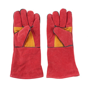 Cowhide Welding Gloves, Wear-Resistant Labor Protection Work, Heat-Insulating, Anti-Scalding, High-Temperature-Resistant, Soft Welder Thickeneded Gloves