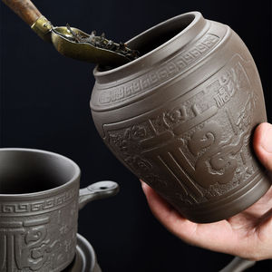 紫砂懒人石磨泡茶壶自动茶具家用客厅功夫茶杯套装办公陶瓷