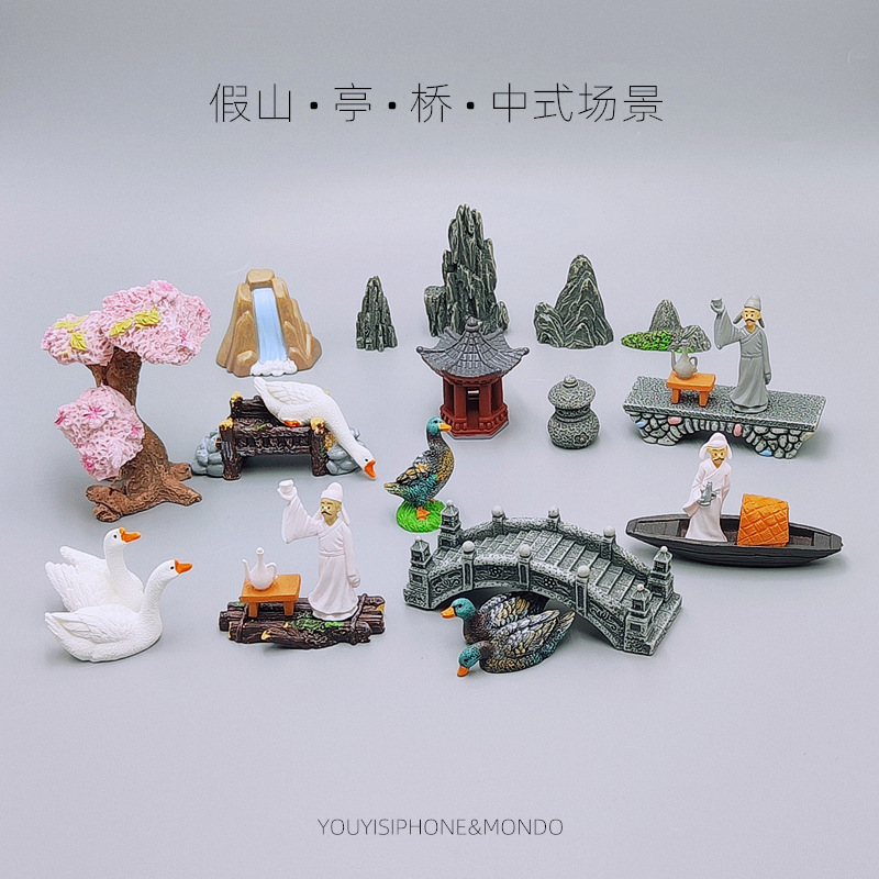 New micro-landscape simulation rockery water pavilion bridge Chinese small ornaments garden bonsai decorations aquarium landscaping accessories New micro-landscape simulation rockery water pavilion bridge Chinese small ornaments garden bonsai decorations aquarium landscaping accessories