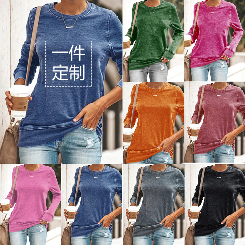 Europe and the United States cross-border foreign trade independent station Amazon round neck a change printing arbitrary text printing sweater spot