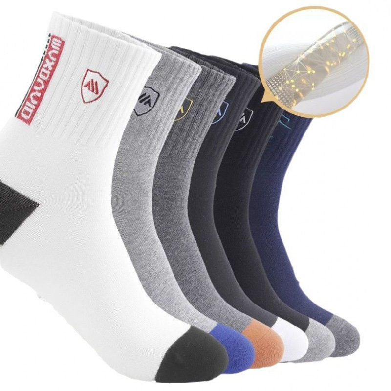 Autumn and Winter Men's Socks Shield Deodorant Non-slip Deodorant Anti-sweat Socks Trendy All-match Sports Four Seasons Men's Mid-length Socks
