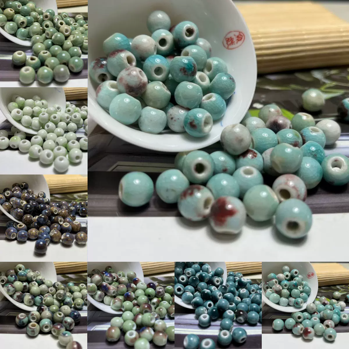 厂家批发景德镇窑变陶瓷散珠 diy饰品配件 10mm手链编织 陶瓷珠子