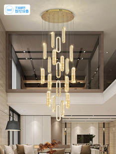 复式楼大吊灯别墅客厅吊灯跃层挑空水晶吊灯轻奢楼梯间吊灯长吊灯-阿里巴巴