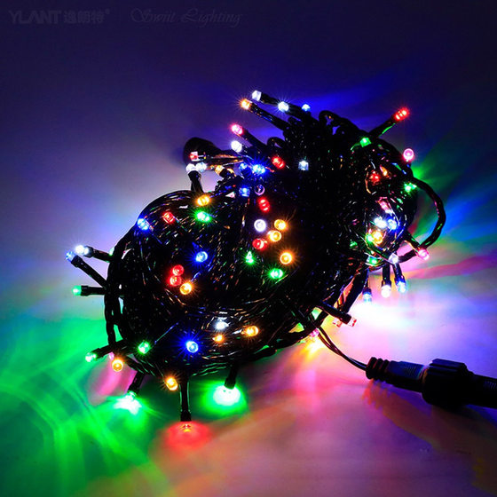 Led black line flashing string lights male and female connected to colored lights flashing lights string lights stars lighting project outdoor decoration around the tree
