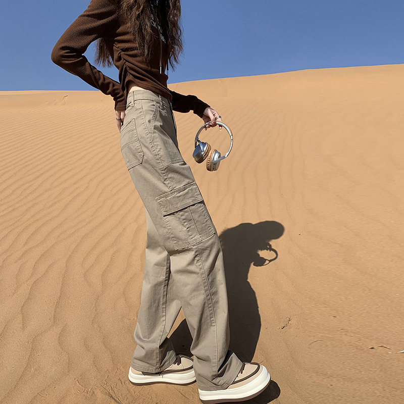 High-Waisted Straight-Leg Work Pants for Women, American Retro Jeans, 2026 Spring/Summer New Style, Narrow Version, Loose Casual Straight-Leg Pants