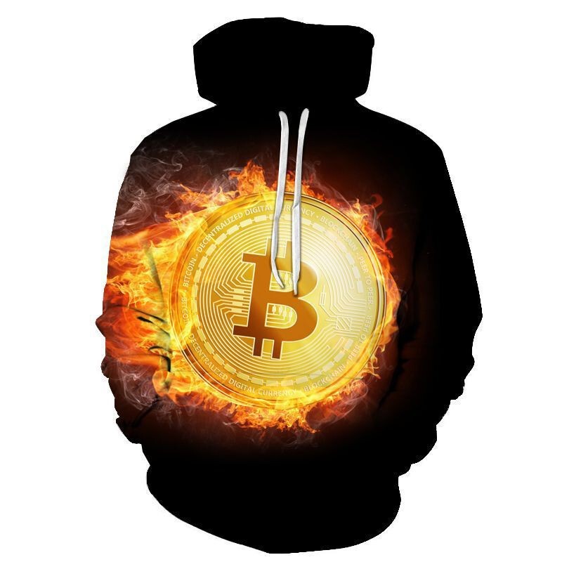 [Quality Health Cloth] 3D Digital Printing Bitcoin Money Men's Sweatshirt suit Amazon Explosions