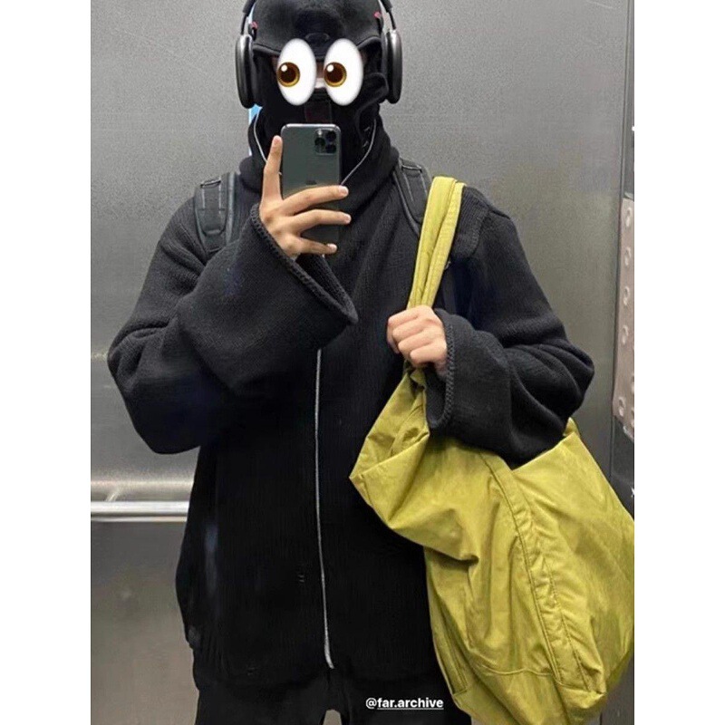 Fabric Baggu Yellow and Black Two-Tone Portable Travel Cloud Tote Bag Vibe Style Unisex Shoulder Bag